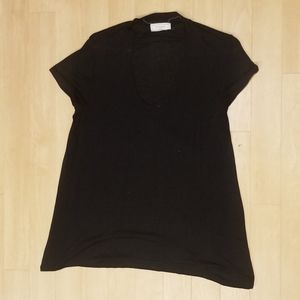 MACY's black tee with front cutout